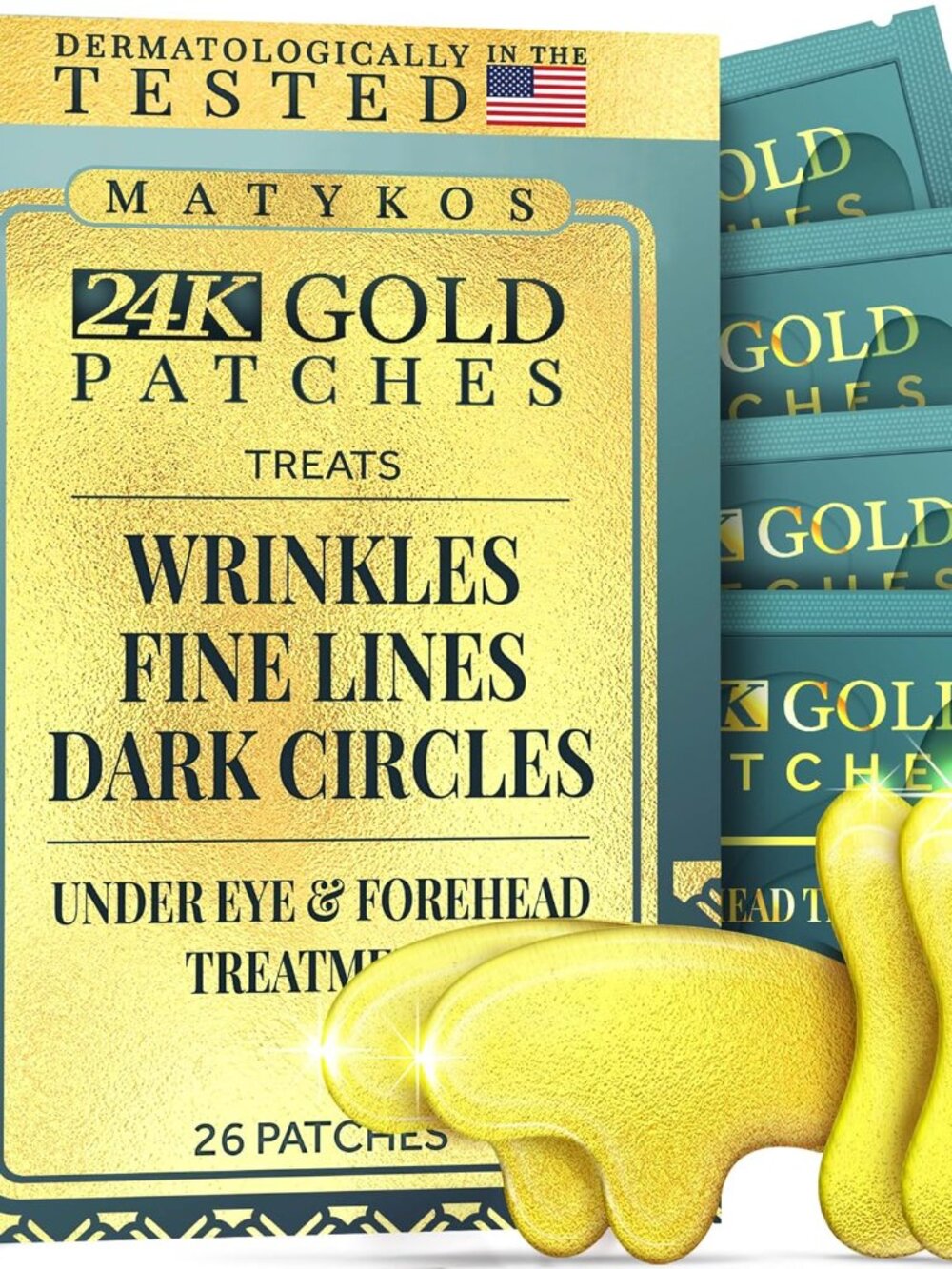 New In Box Matykos Forehead and Under Eye Wrinkle Patches for Face 26 Count